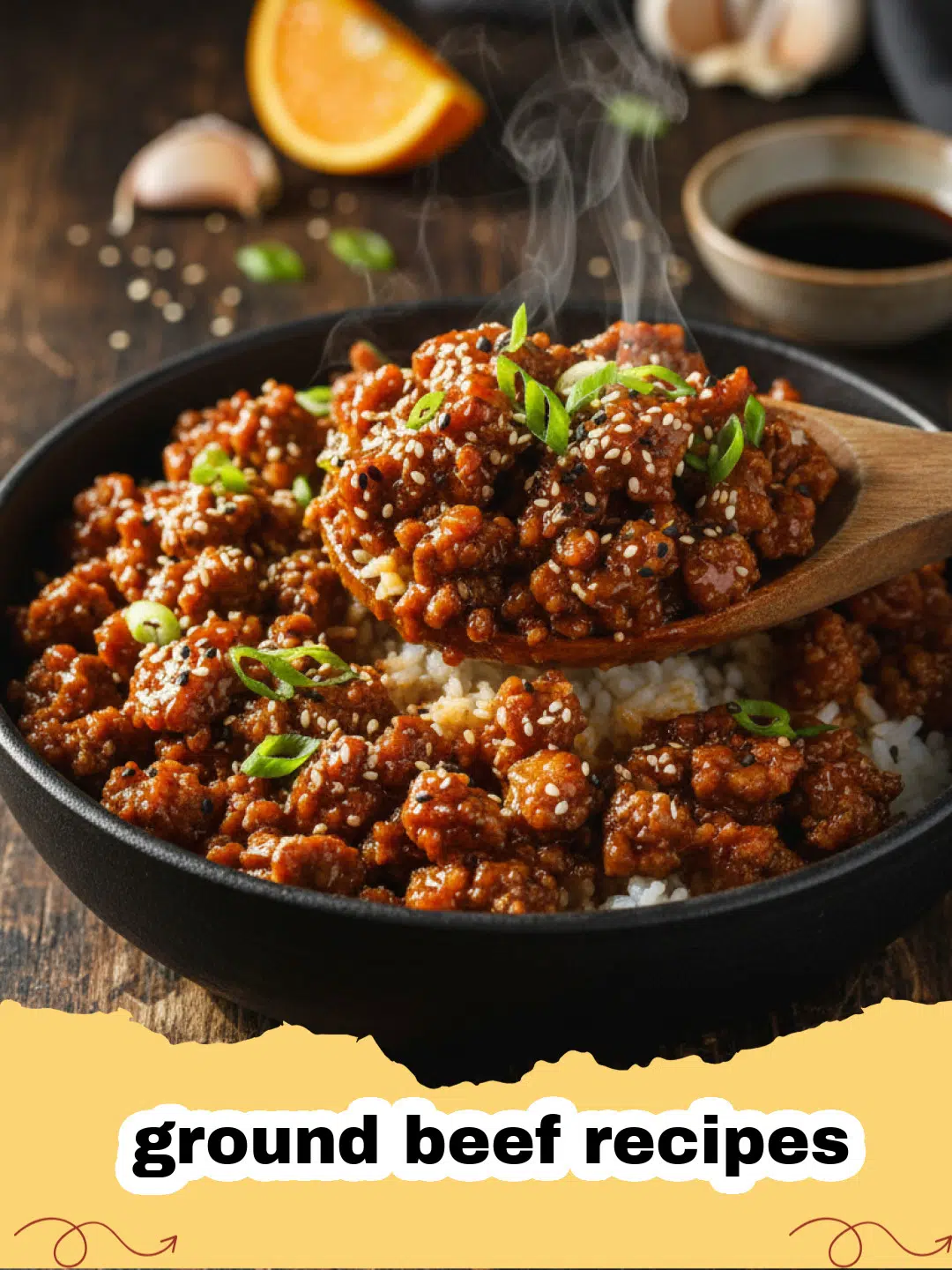 ground beef recipes - A steaming skillet of savory ground beef with onions and herbs