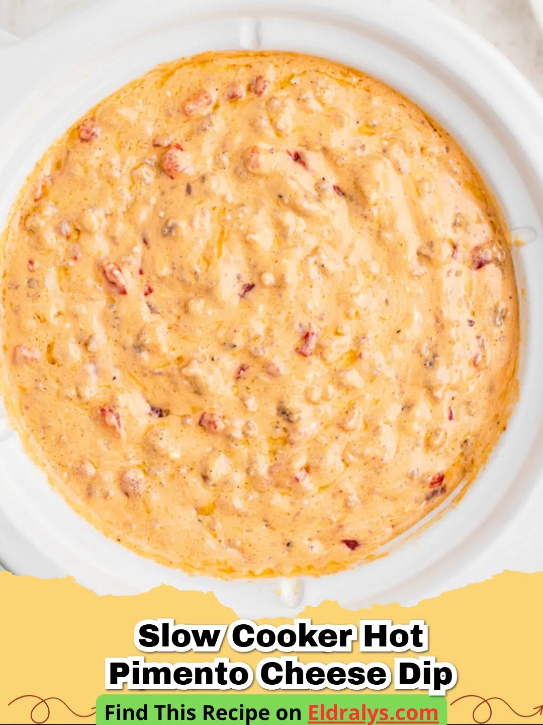 A creamy bowl of Slow Cooker Hot Pimento Cheese Dip with crackers