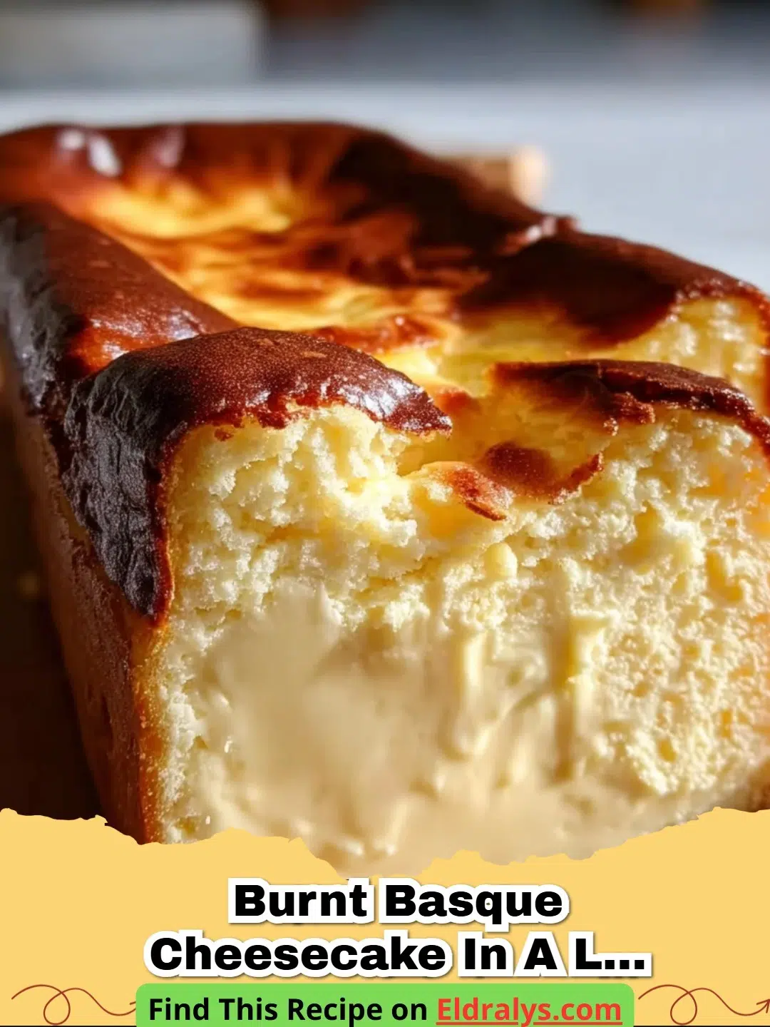 Small Batch Burnt Basque Cheesecake in a Loaf Pan with scorched top