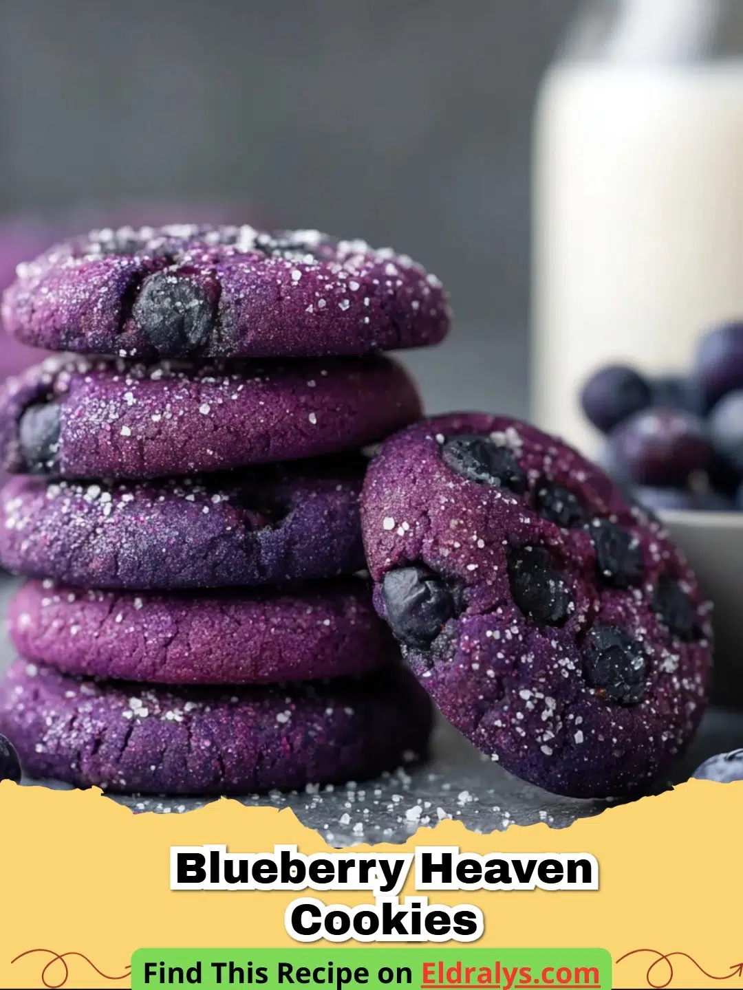 A close up of freshly baked Blueberry Heaven Cookies with visible berries and white chocolate.