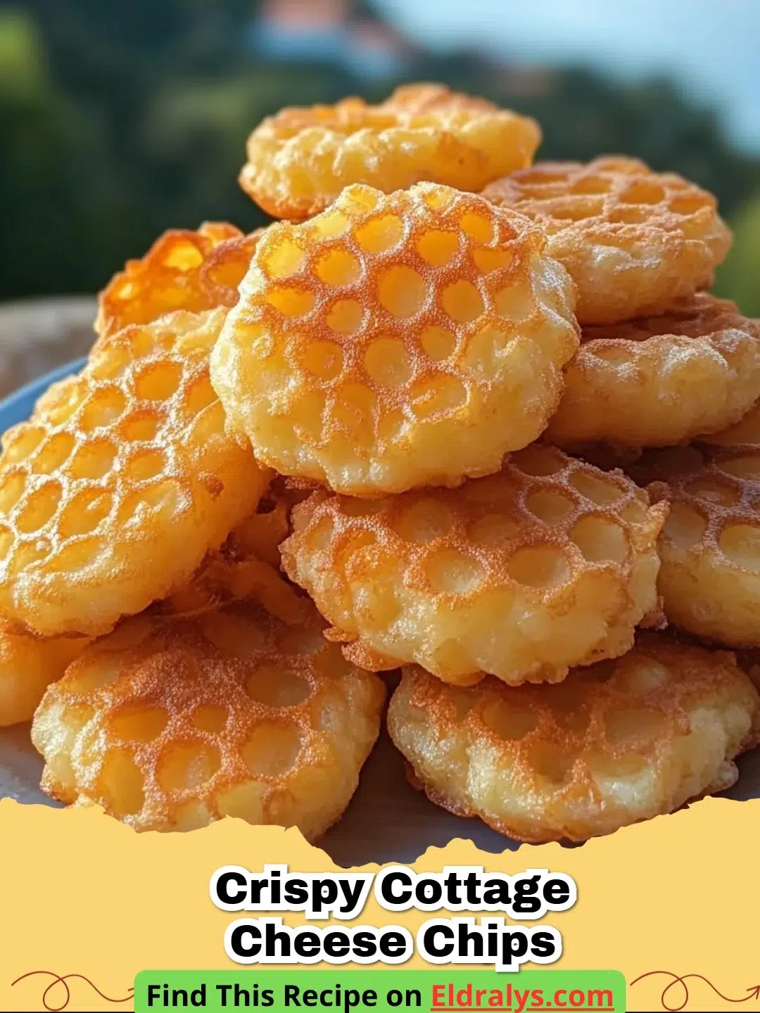 Golden brown and crunchy Crispy Cottage Cheese Chips on parchment paper