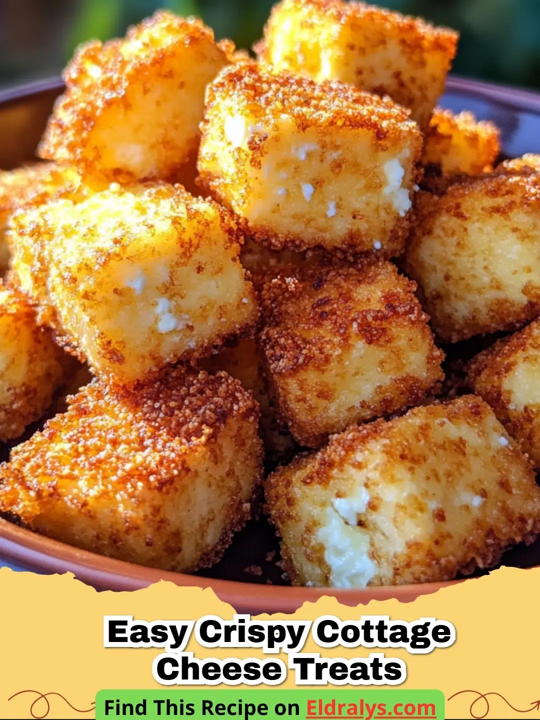 Golden brown Crispy Cottage Cheese Treats on a wire cooling rack