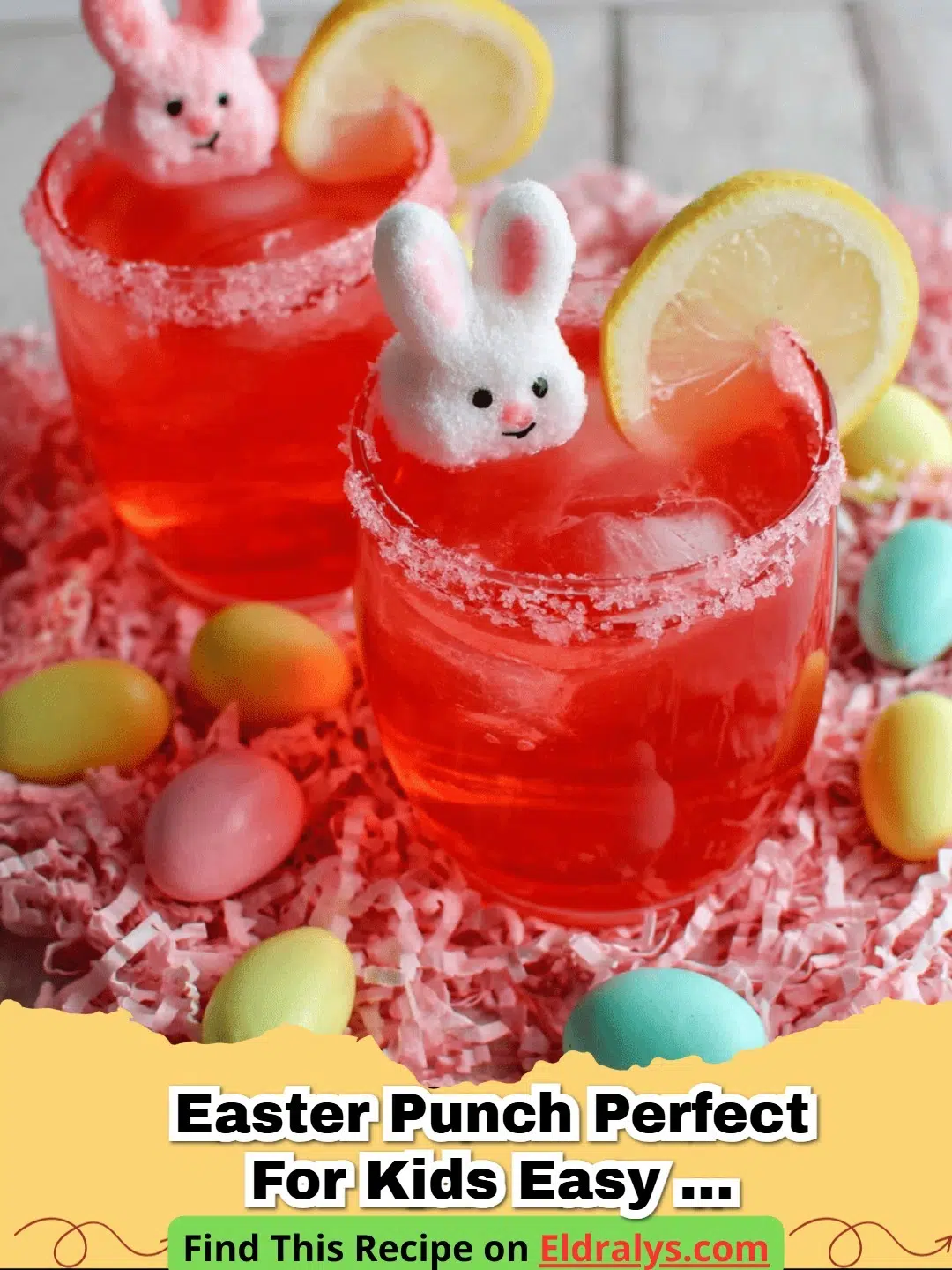 A festive bowl of Easter Punch Perfect for Kids Easy Fun Drink with green sherbet and pink straws.