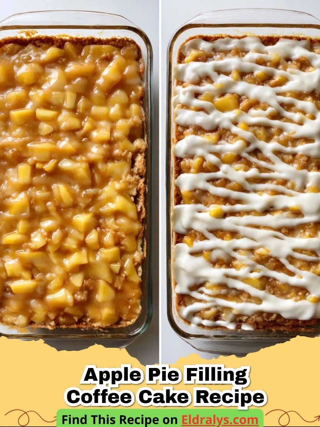 Easy Apple Pie Coffee Cake with vanilla glaze drizzle