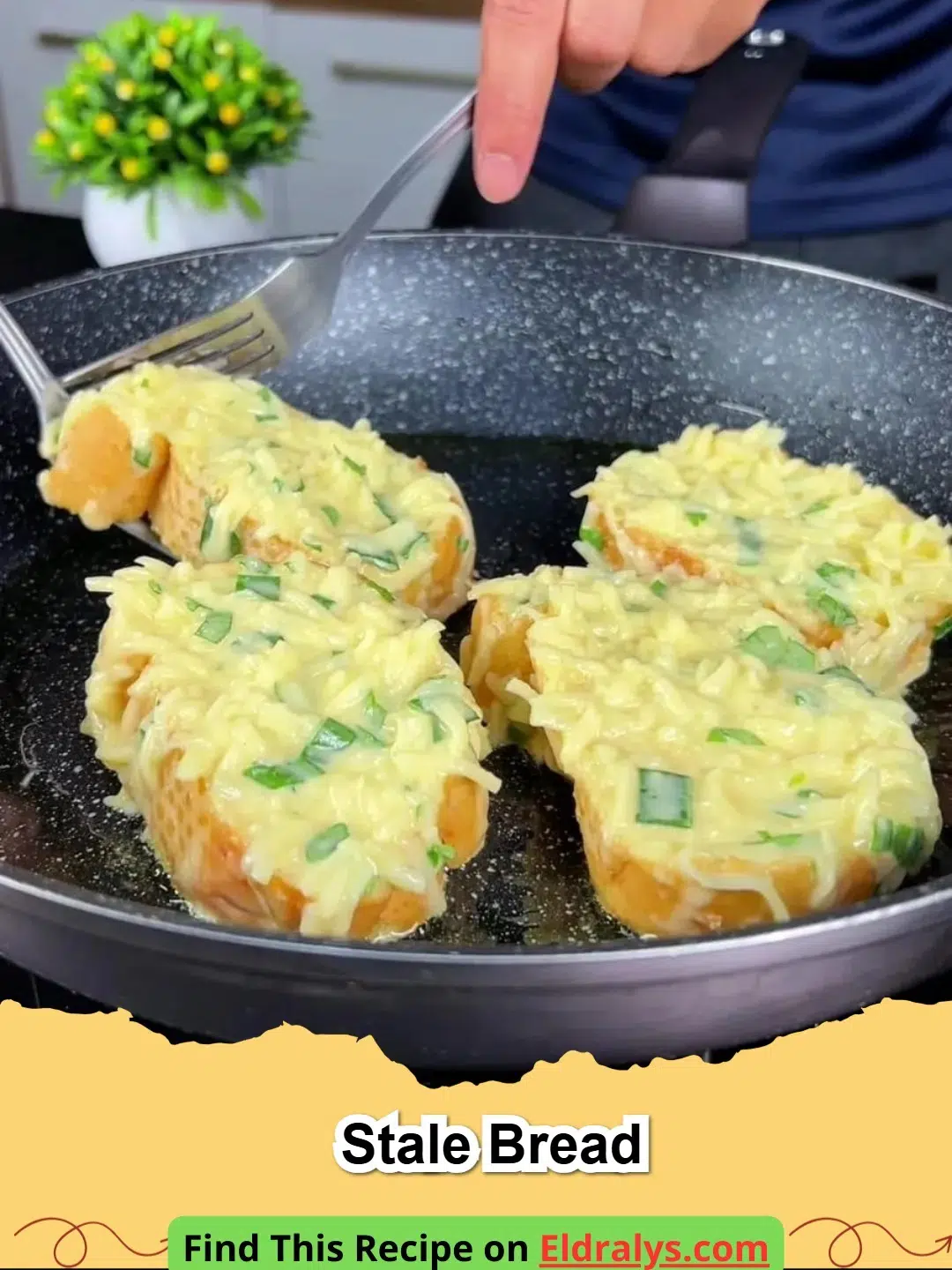 Golden brown Easy Savory French Toast with Parmesan and Herbs on a white plate.