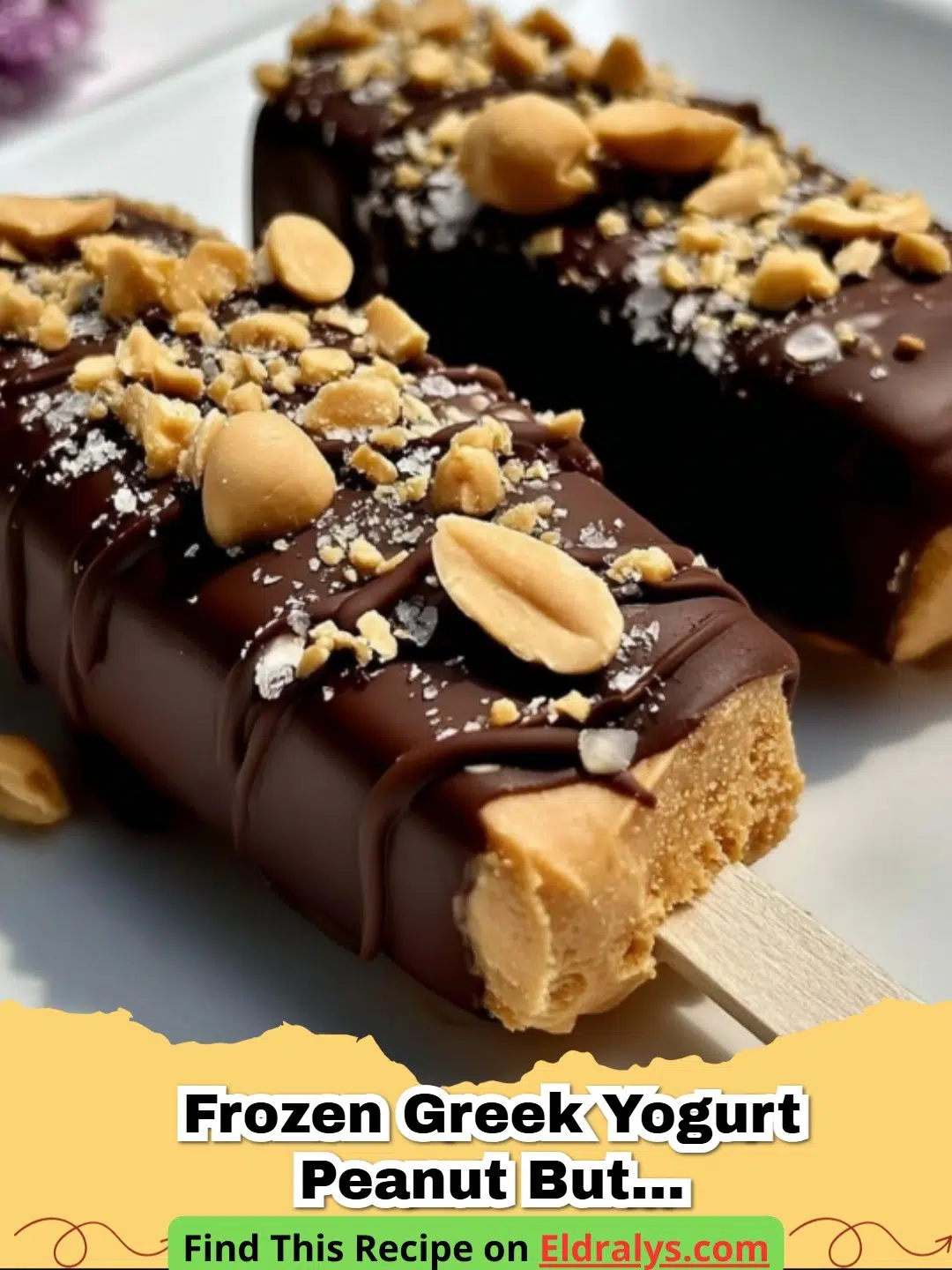 Frozen Peanut Butter Chocolate Greek Yogurt Bars on a tray