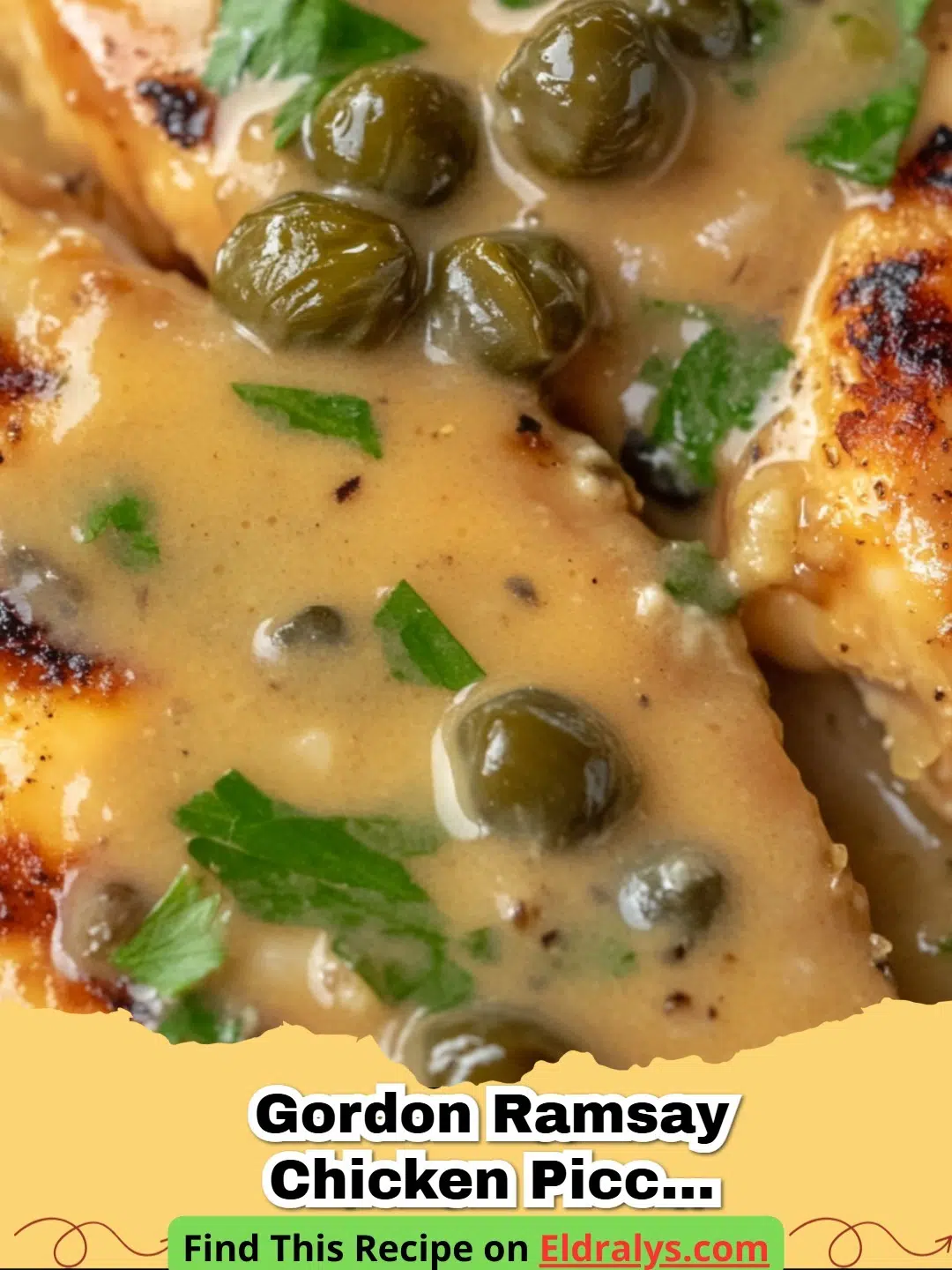 Gordon Ramsay Chicken Piccata Recipe served on a white plate with lemon slices