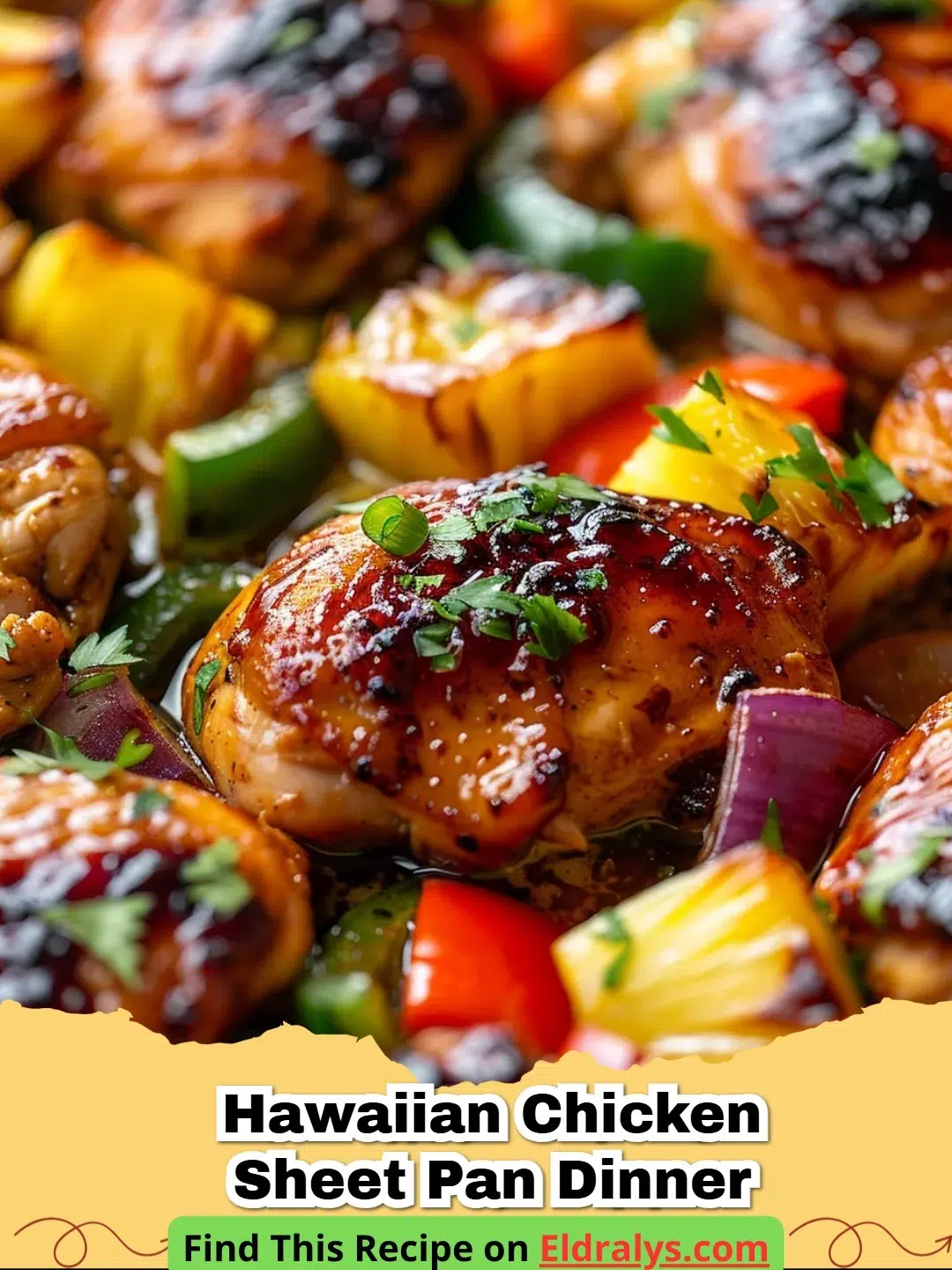 Hawaiian Chicken Sheet Pan Dinner with pineapple and peppers