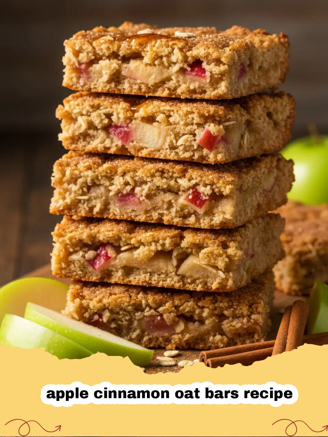 apple cinnamon oat bars recipe - A close up of freshly baked apple cinnamon oat bars on a cooling rack
