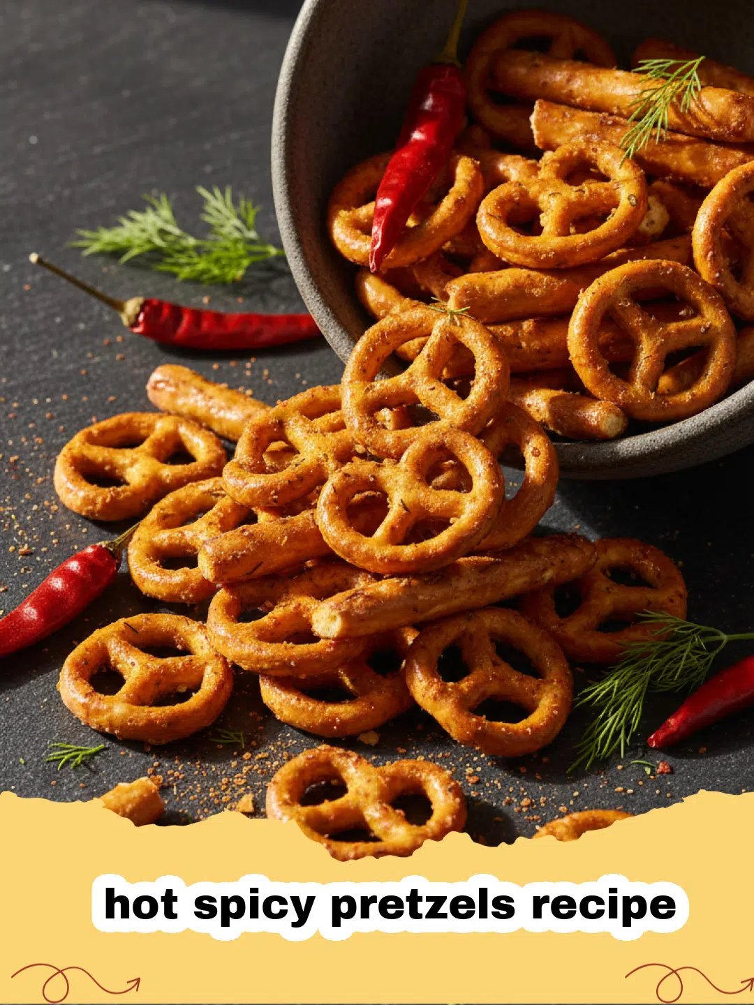 hot spicy pretzels recipe - A bowl of golden-brown sourdough pretzels coated in a vibrant red spice mixture on a wooden table.