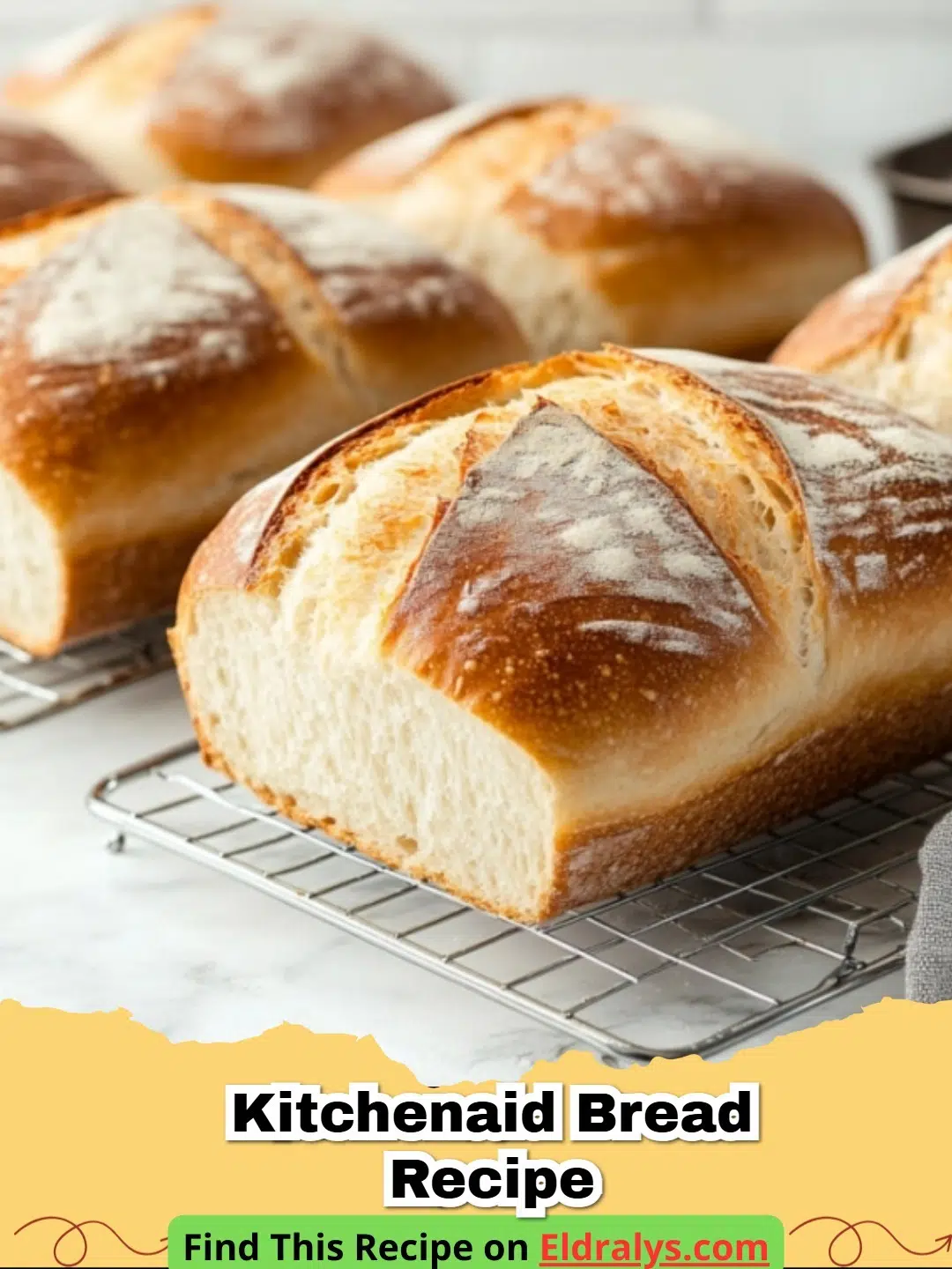 A golden brown loaf of bread made using a KitchenAid Bread Recipe