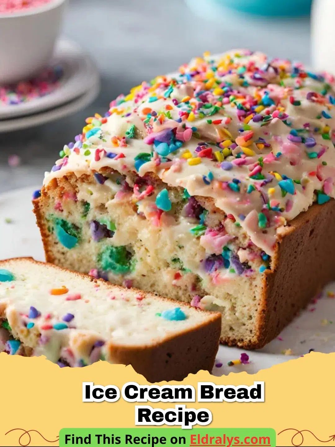 Slices of fluffy bread made from an Ice Cream Bread Recipe on a wooden board.