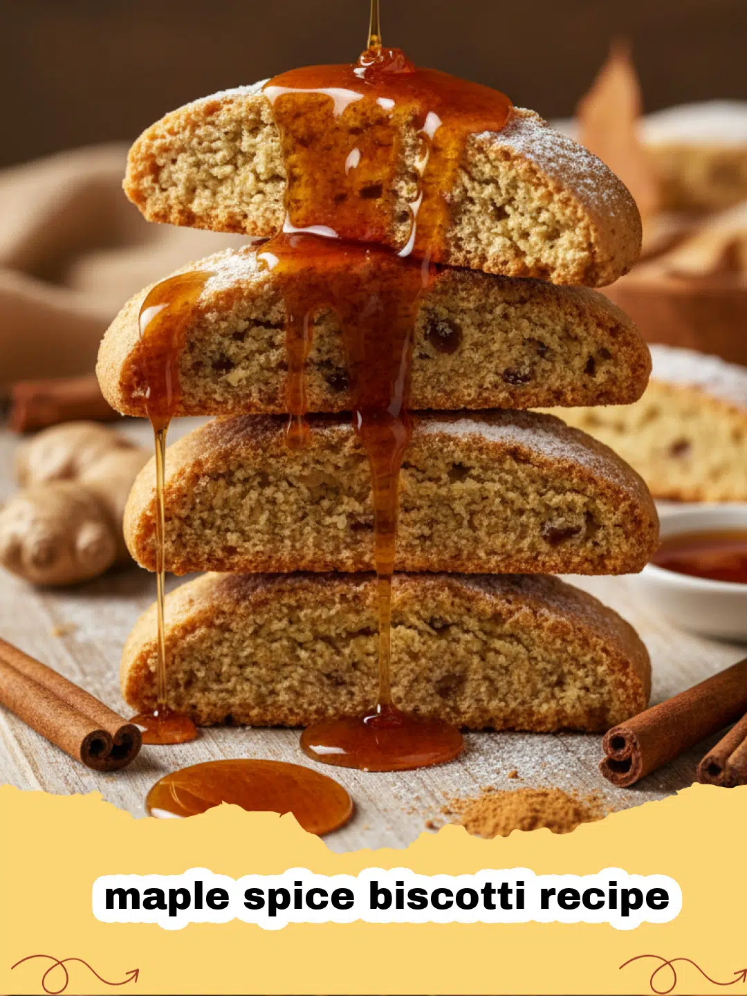 maple spice biscotti recipe - Golden brown maple spice biscotti arranged on a cooling rack next to a cup of coffee.