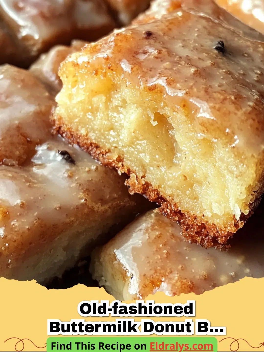 Old-Fashioned Buttermilk Donut Bars with Brown Butter Maple Vanilla Bean Glaze - Golden brown Old-Fashioned Buttermilk Donut Bars dripping with brown butter maple vanilla bean glaze.