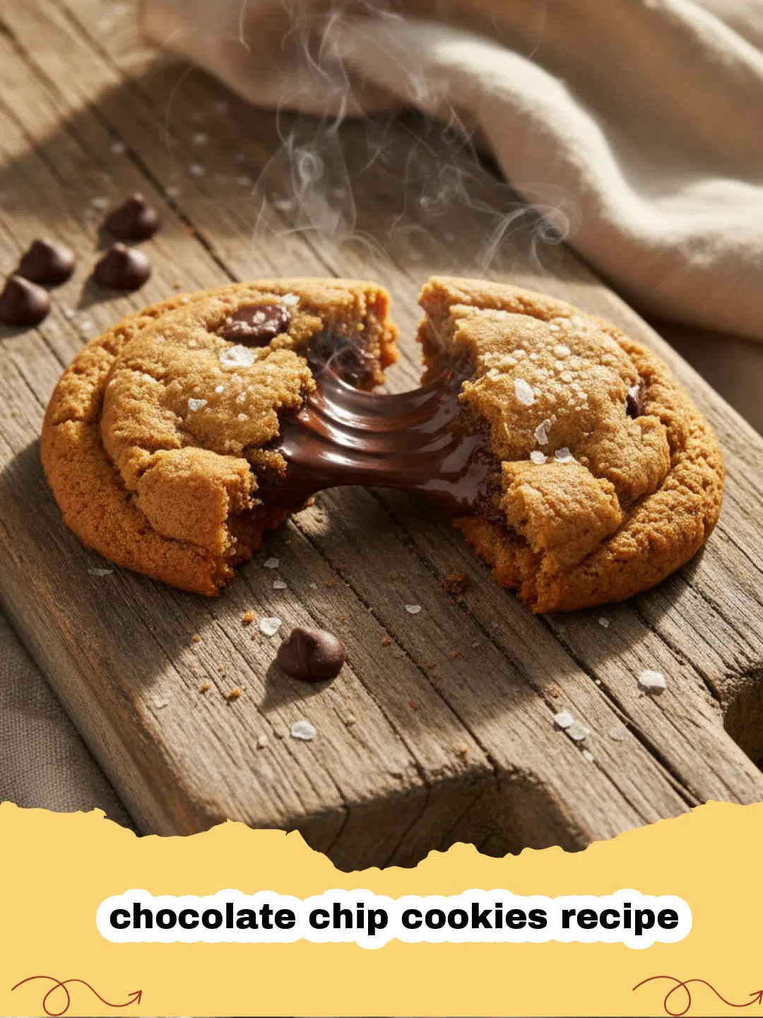 chocolate chip cookies recipe - A stack of freshly baked soft and chewy chocolate chip cookies on a cooling rack.