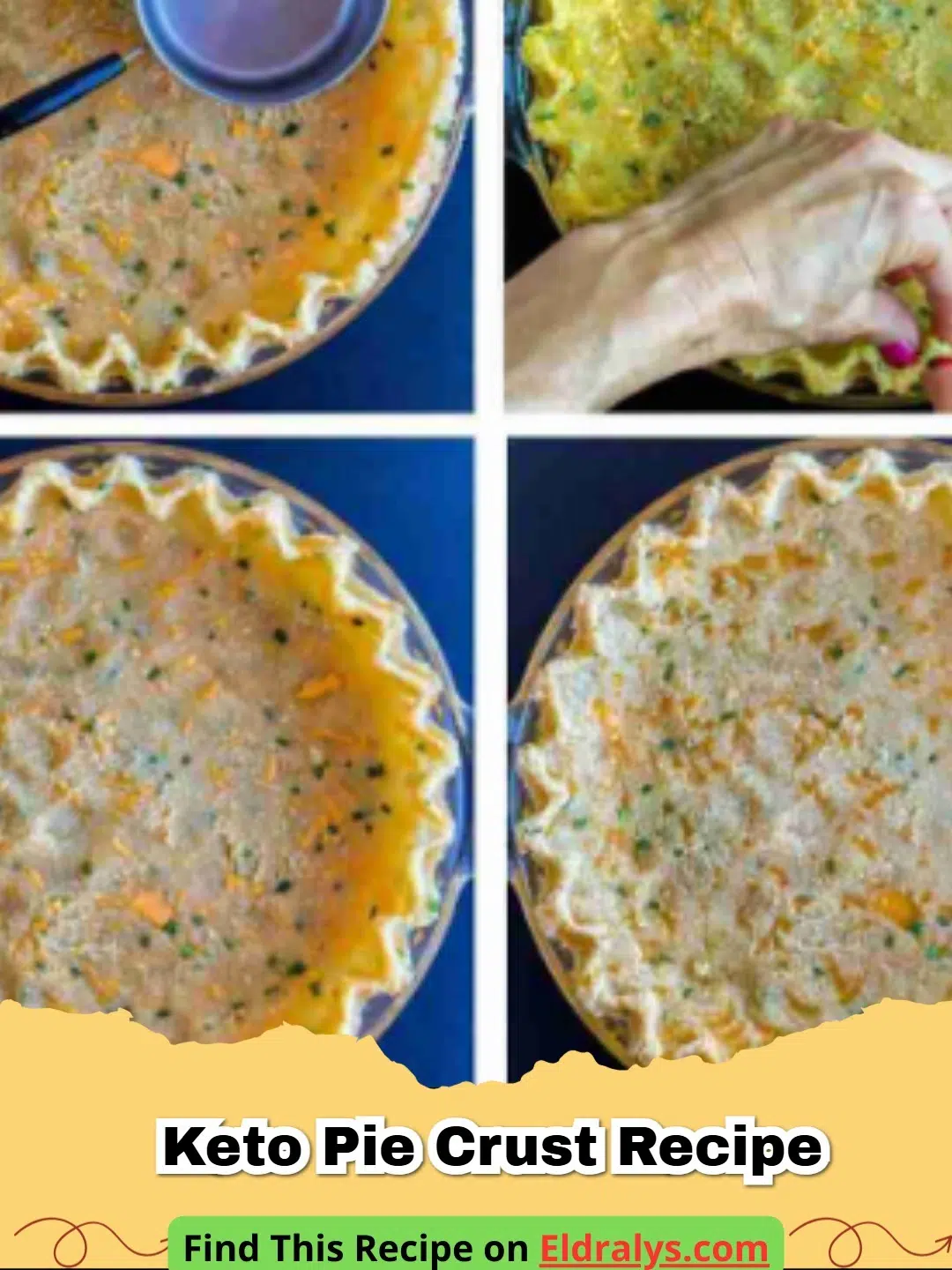 A golden brown Keto Pie Crust Recipe in a glass dish