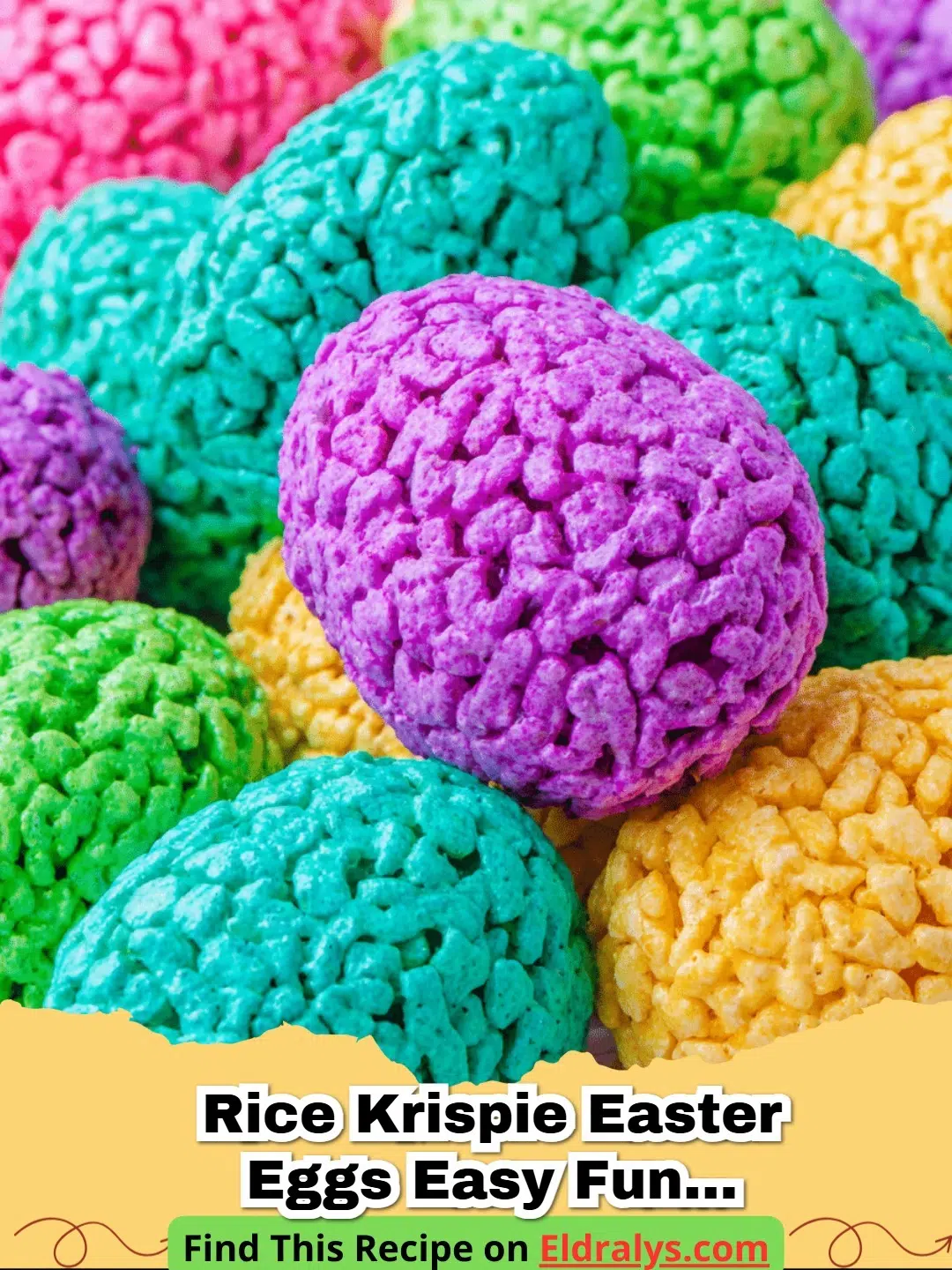 A tray of colorful Rice Krispie Easter Eggs Easy Fun No Bake Treat decorated with sprinkles.