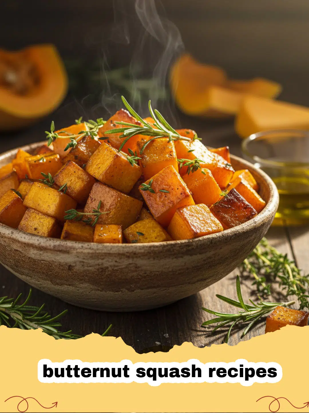 butternut squash recipes - Golden roasted butternut squash cubes on a baking sheet with fresh sage.