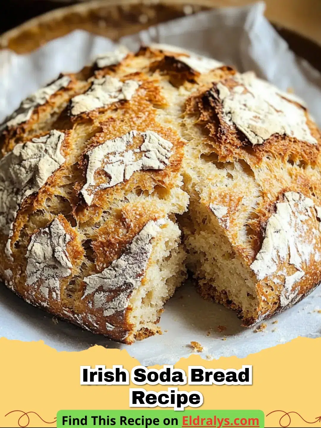 Irish Soda Bread Recipe - A rustic loaf of Irish Soda Bread on a wooden board
