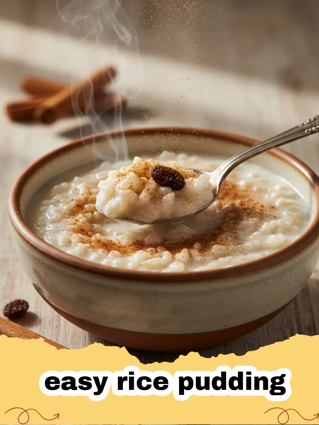 A creamy bowl of homemade easy rice pudding topped with cinnamon and fresh berries.