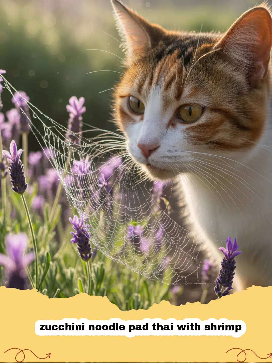 A vibrant bowl of zucchini noodle pad thai with shrimp, garnished with crushed peanuts, cilantro, and lime wedges.
