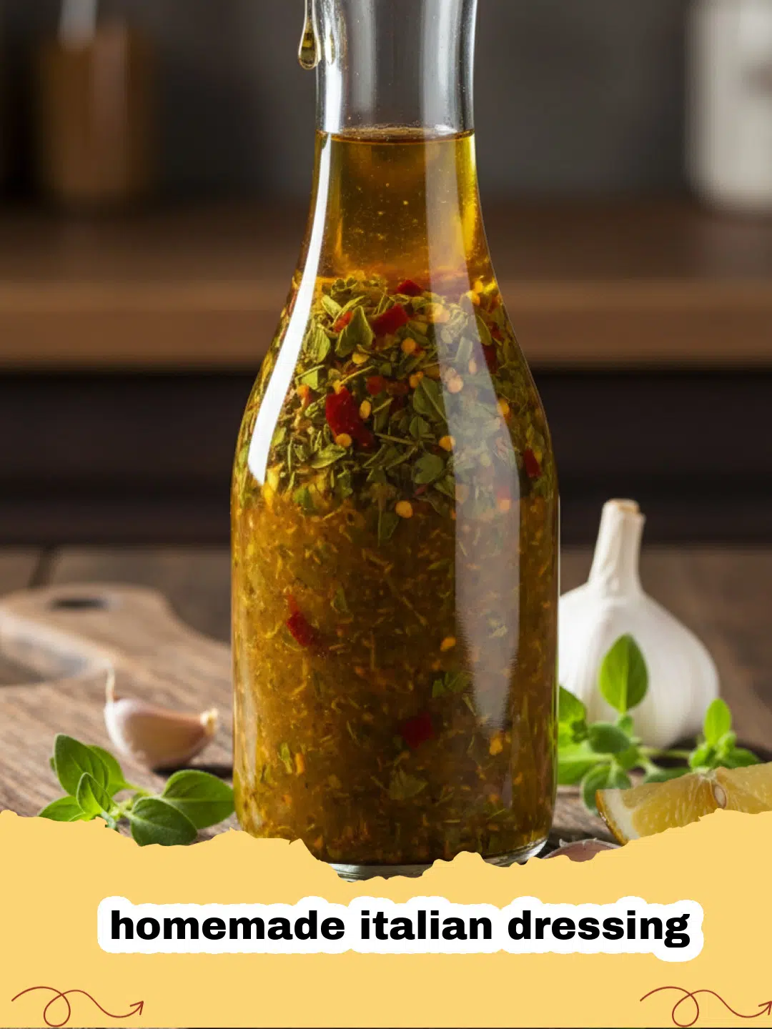 homemade italian dressing - A glass jar filled with vibrant homemade Italian dressing, surrounded by fresh salad ingredients like cherry tomatoes, cucumbers, and lettuce.