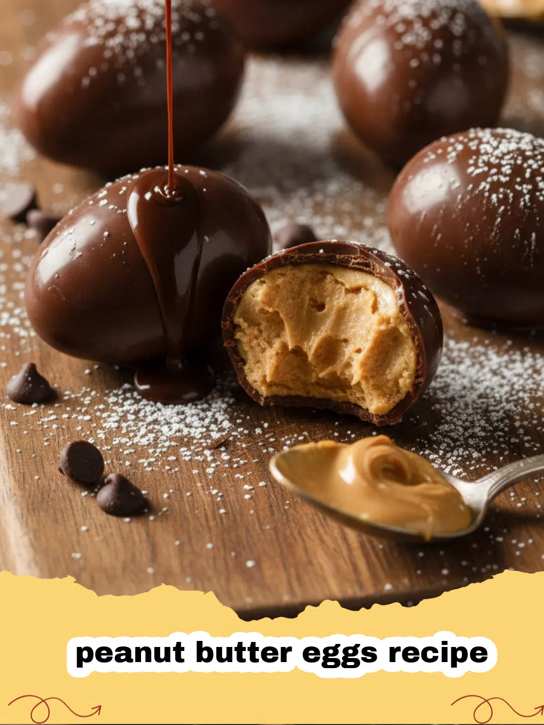 peanut butter eggs recipe - A plate of perfectly chocolate-coated homemade peanut butter eggs, some sprinkled with sea salt.