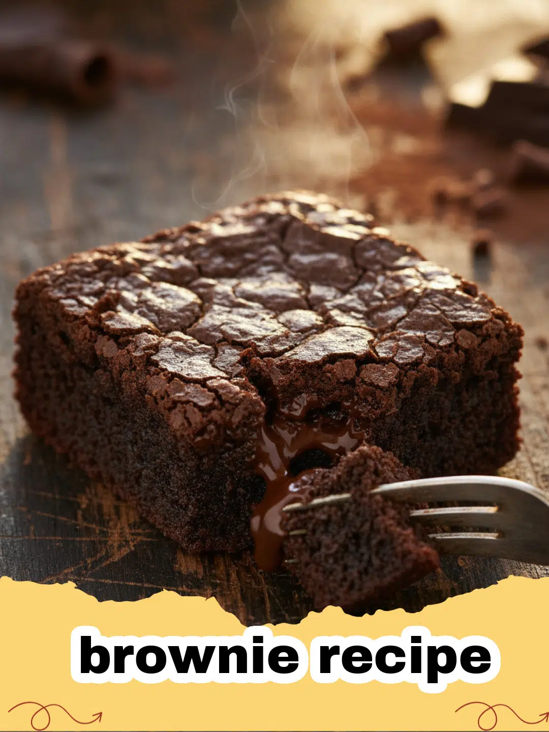 brownie recipe - A square piece of rich, fudgy brownie with a crackly top on a white plate, with other brownies blurred in the background.