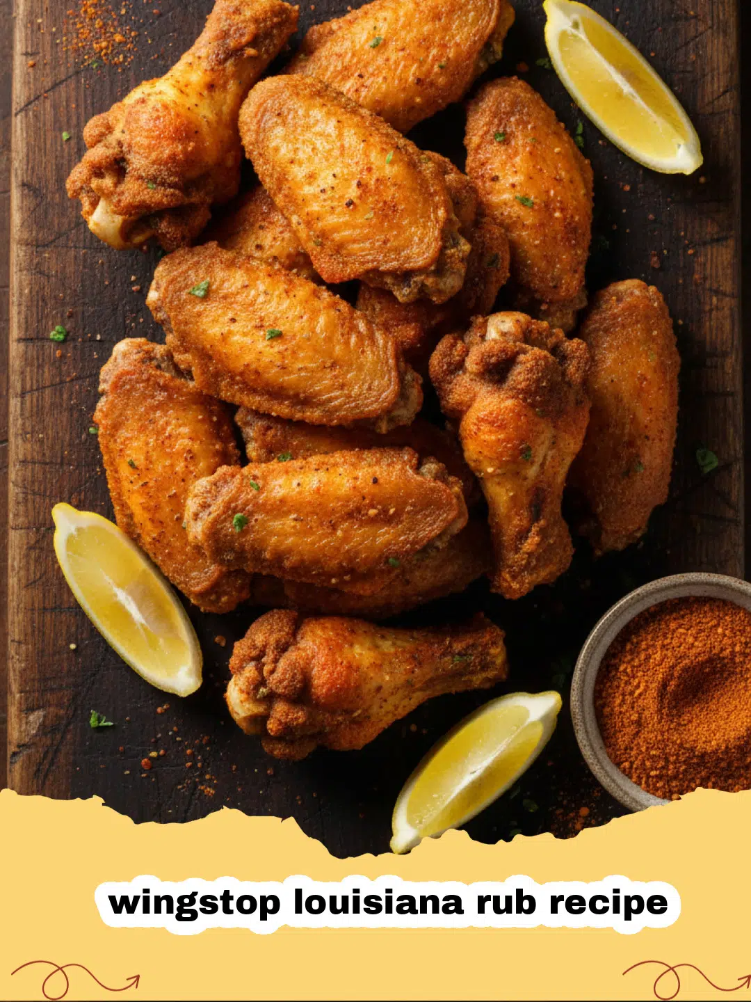wingstop louisiana rub recipe - Crispy chicken wings coated in homemade Wingstop Louisiana Rub, served on a platter with dipping sauce