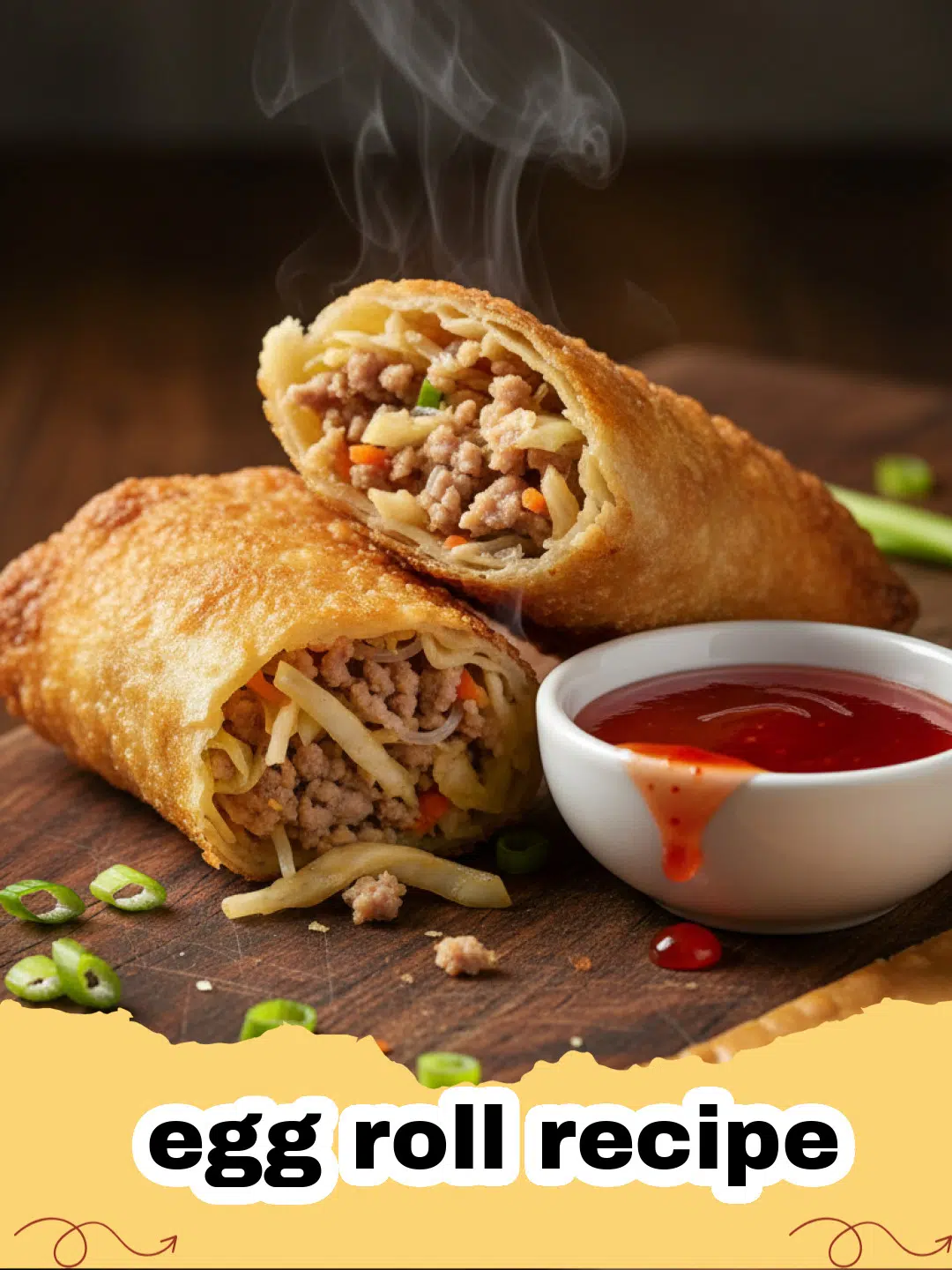 egg roll recipe - Crispy homemade egg rolls served on a plate with dipping sauce