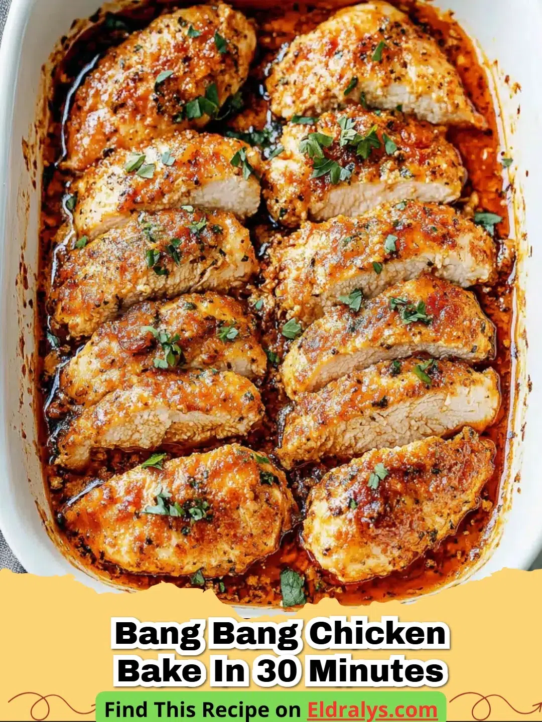 Bang Bang Chicken Bake in 30 Minutes garnished with green onions