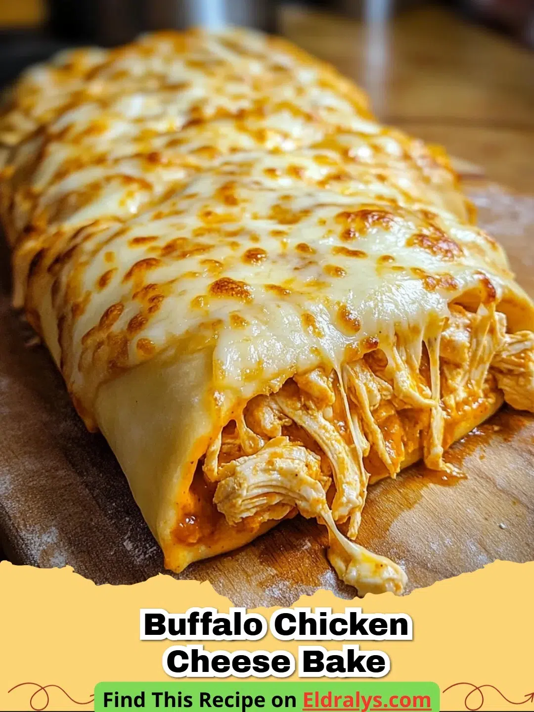 A bubbling hot Buffalo Chicken Cheese Bake with melted cheddar and green onions on top.