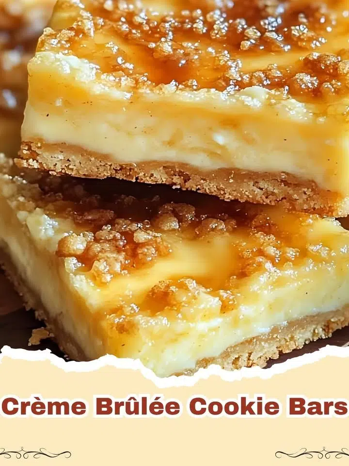 Close up of Crème Brûlée Cookie Bars with a cracked sugar top