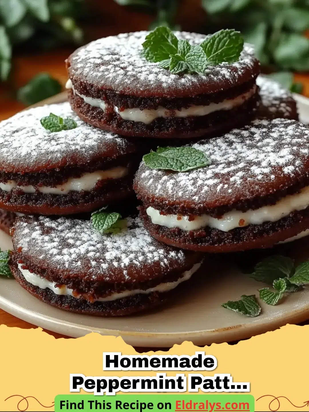 A stack of Homemade Peppermint Patties for a Sweet Refreshing Treat showing the white mint center.