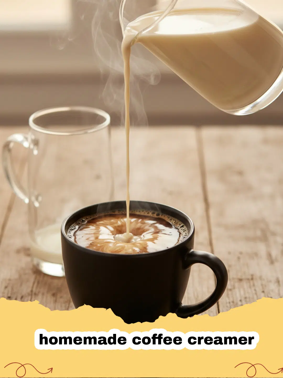 homemade coffee creamer - A jar of homemade vanilla bean coffee creamer next to a coffee mug.