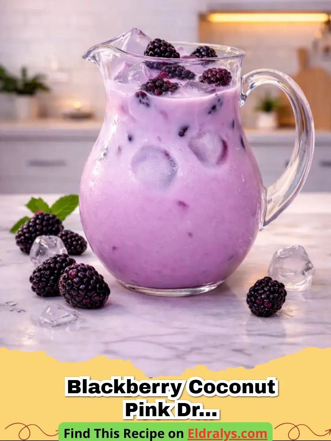 A vibrant purple and pink Blackberry Coconut Pink Drink (Starbucks-Inspired) in a tall glass with ice and fresh berries.