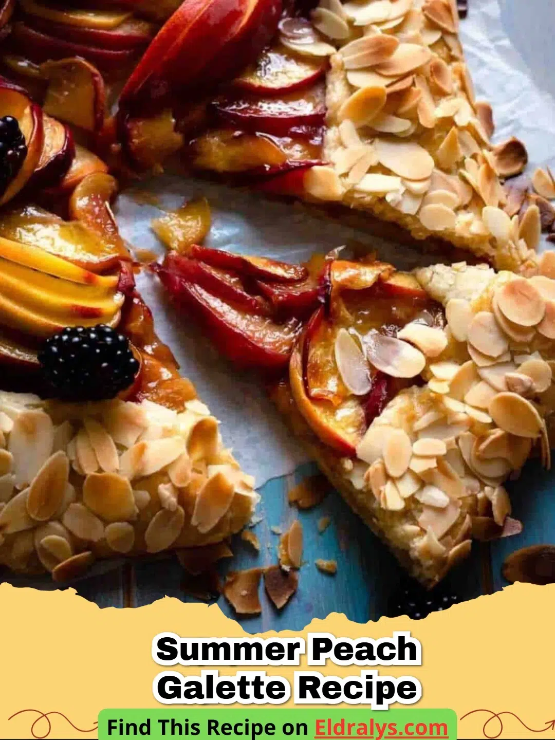 Summer Peach Galette Recipe - Freshly baked Summer Peach Galette with golden crust and juicy fruit filling