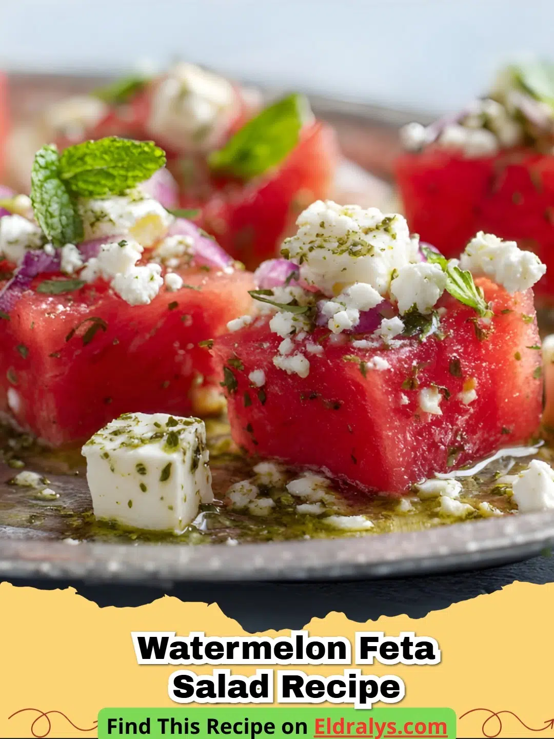 A vibrant Watermelon Feta Salad Recipe with fresh mint and lime.