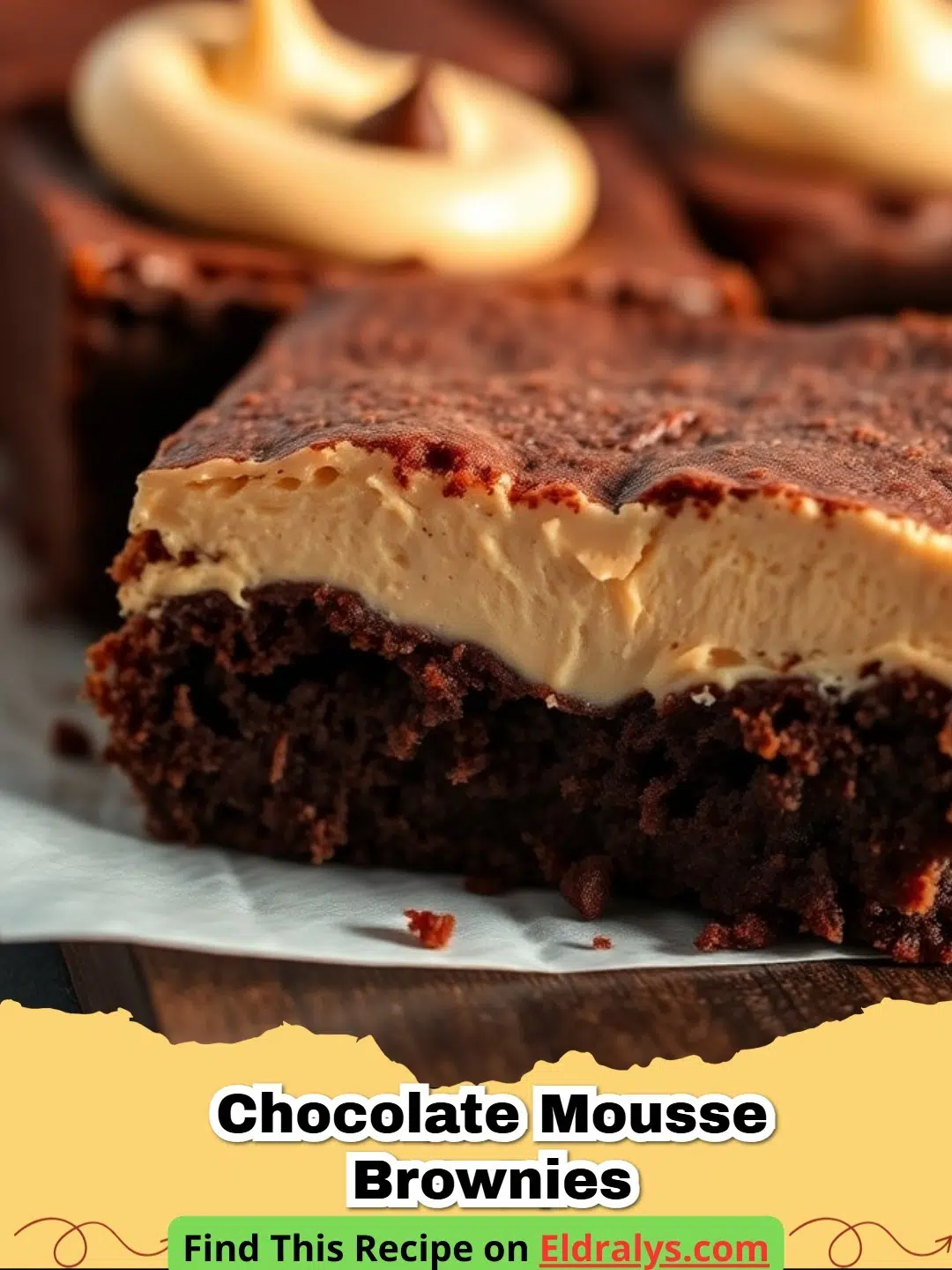 Chocolate Mousse Brownies | Better Than Takeout - Decadent Chocolate Mousse Brownies with clean layers on a white plate.