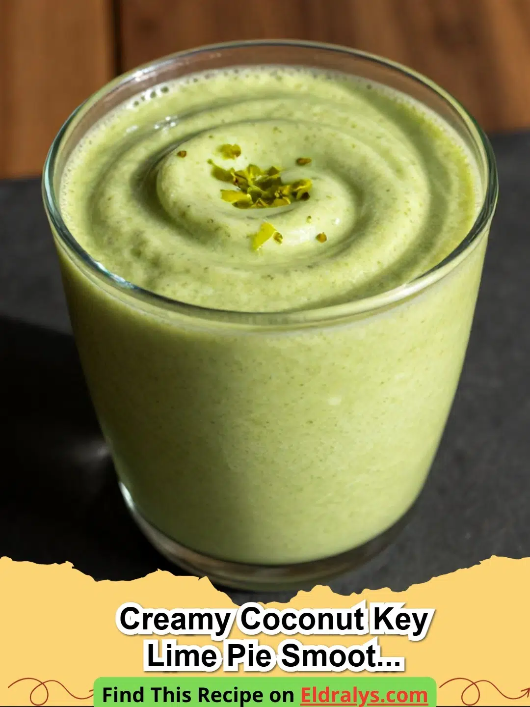 Creamy Coconut Key Lime Pie Smoothie Recipe - A glass of Creamy Coconut Key Lime Pie Smoothie garnished with lime zest
