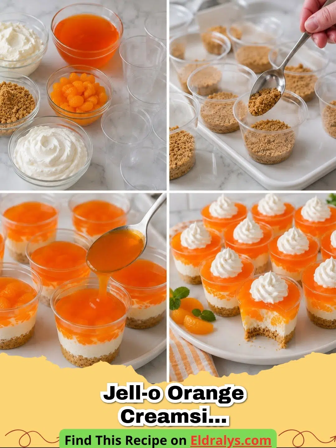 Individual Orange Creamsicle Cheesecake Cups in liners on a white plate