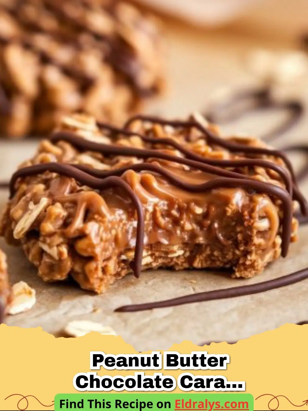 Close up of Peanut Butter Chocolate Caramel Cookies with a gooey center