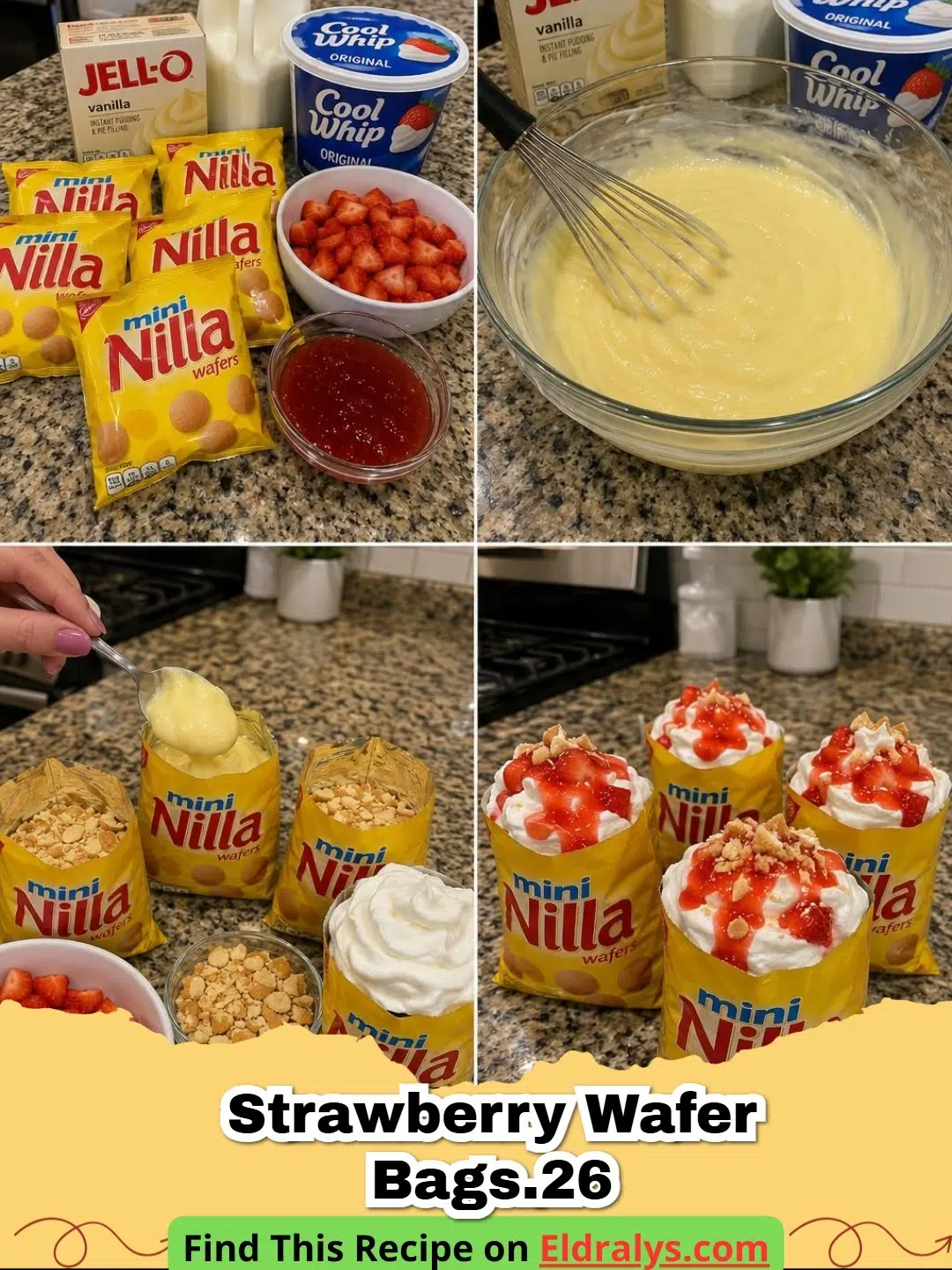 Individual Strawberry Wafer Bags.26 filled with cream and berries