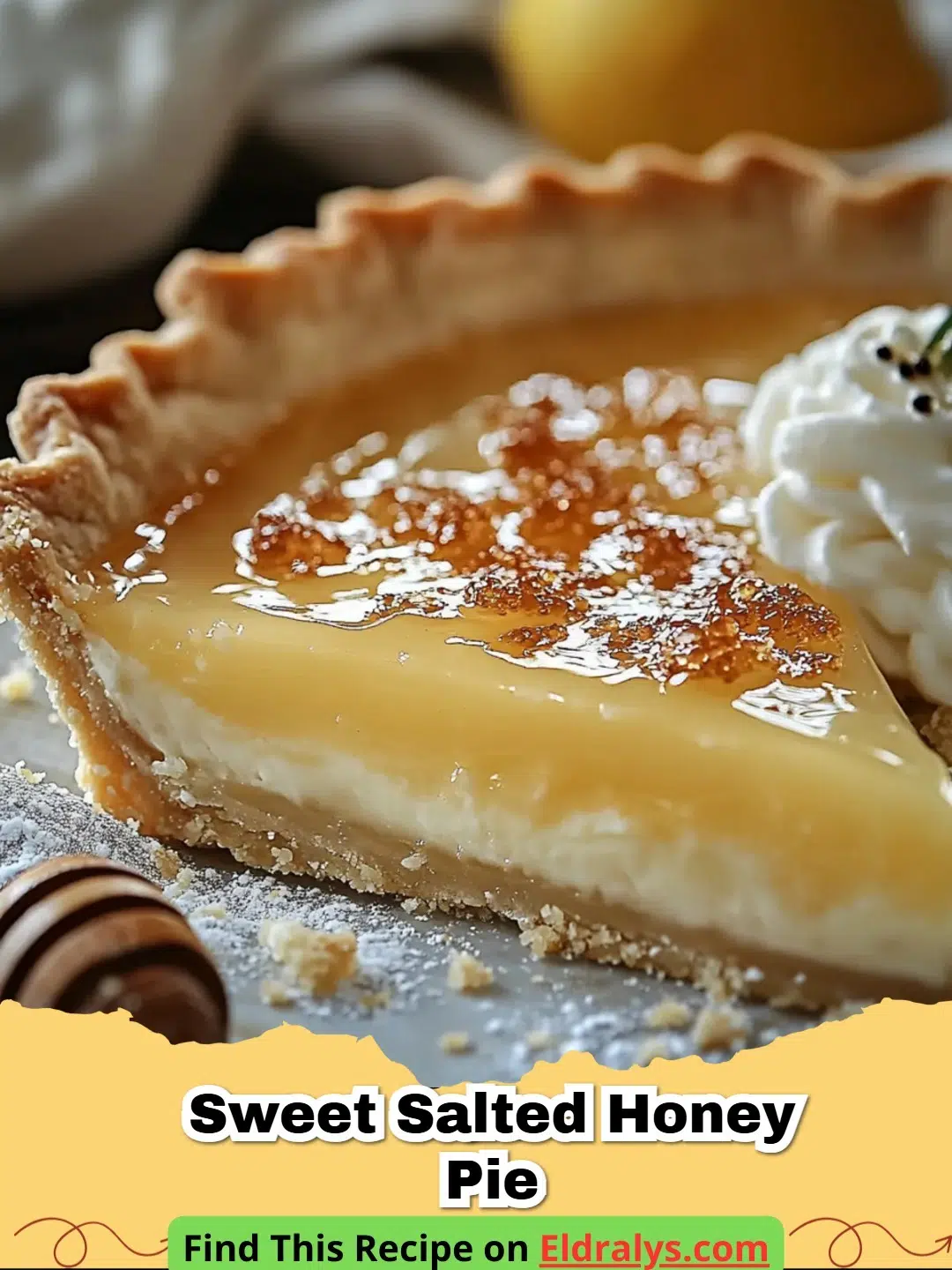 A golden Sweet Salted Honey Pie topped with flaky sea salt